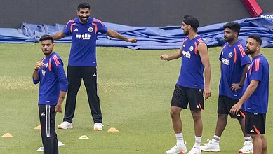 Indian cricket team players during practice session in Sri Lanka.