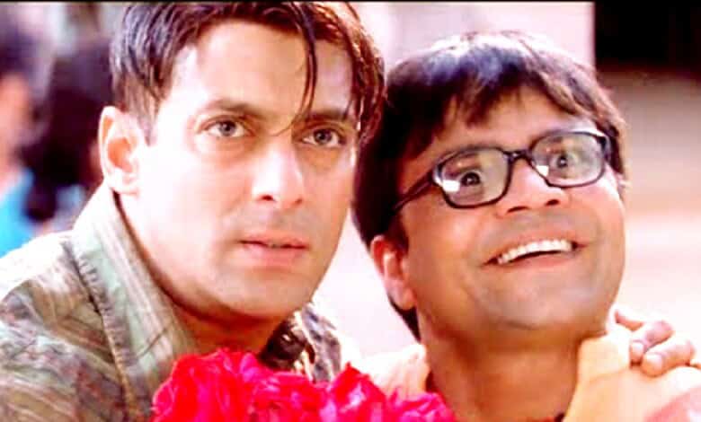 Salman Khan with Rajpal Yadav, smiling and close-up shot.