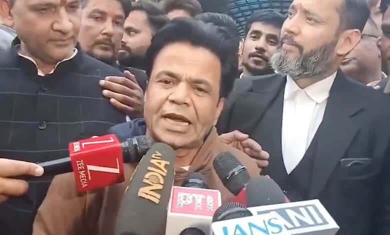 Rajpal Yadav speaking to media after Tihar jail release.