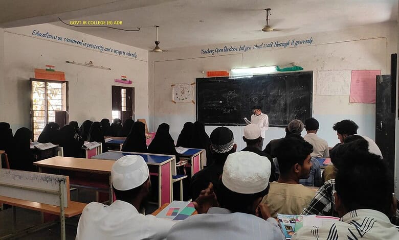 Image shows people studying in Telangana Open School Society