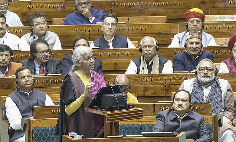 Union Finance Minister Nirmala Sitharaman presents the 2026-2027 Union Budget in the Parliament on Sunday