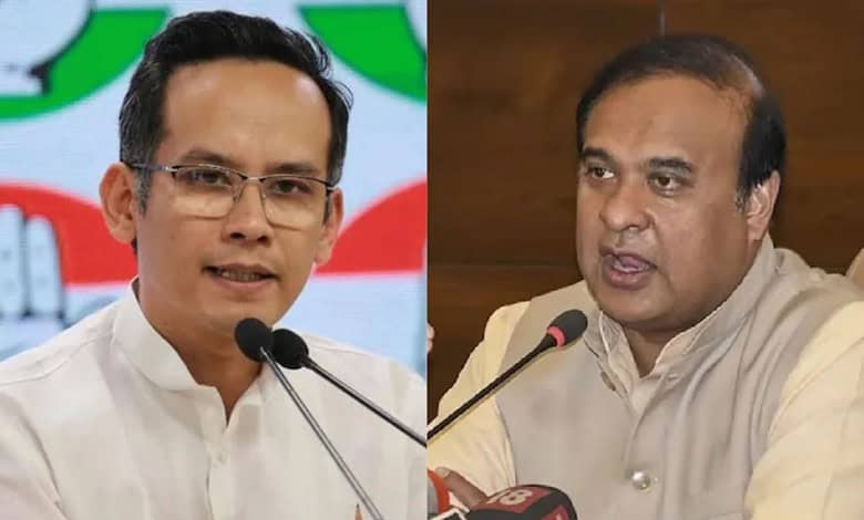 Congress leader Gaurav Gogoi (left) and Assam CM Himanta Biswa Sarma