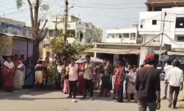A funeral procession stopped by police in Telangana