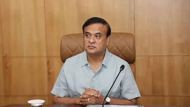 Assam CM Himanta Biswa Sarma addresses a meeting
