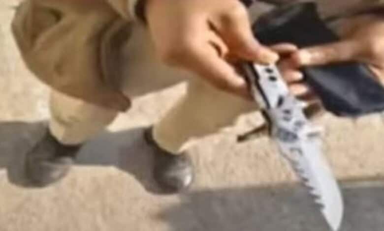 Woman carrying a knife at polling booth in Adilabad, detained by authorities.