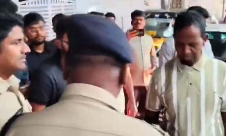 Foreigners being detained by police in Hyderabad for illegal residency.
