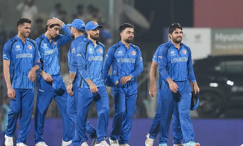 Afghanistan's players celebrate after winning an ICC Men's T20 World Cup 2026 cricket match against Canada in Chennai on Thursday (PTI Photo/R SenthilKumar)