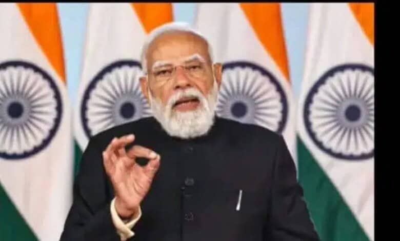 Prime Minister Narendra Modi addresses a virtual meeting