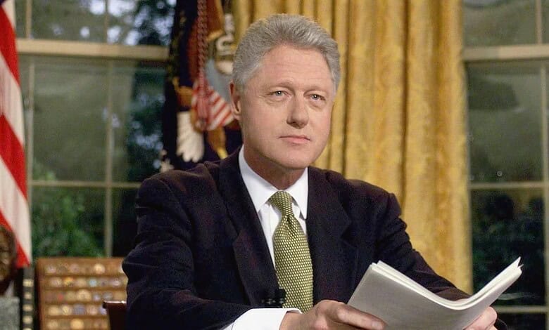 Former US President Bill Clinton in his office