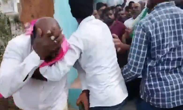 BRS and Congress leaders clash during election campaign in Aliabad
