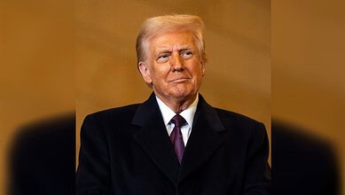 Former US President Donald Trump at a public event, with a focus on military tensions.