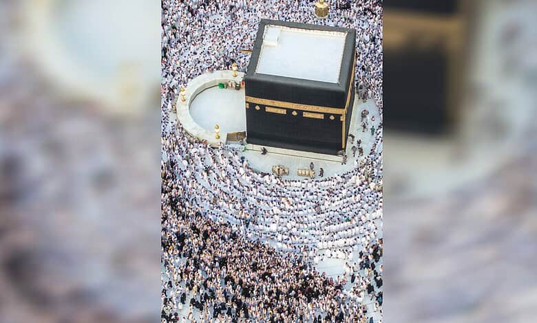 Worshippers offer prayers around the Kaaba at the Grand Mosque in Makkah during the holy month of Ramzan.