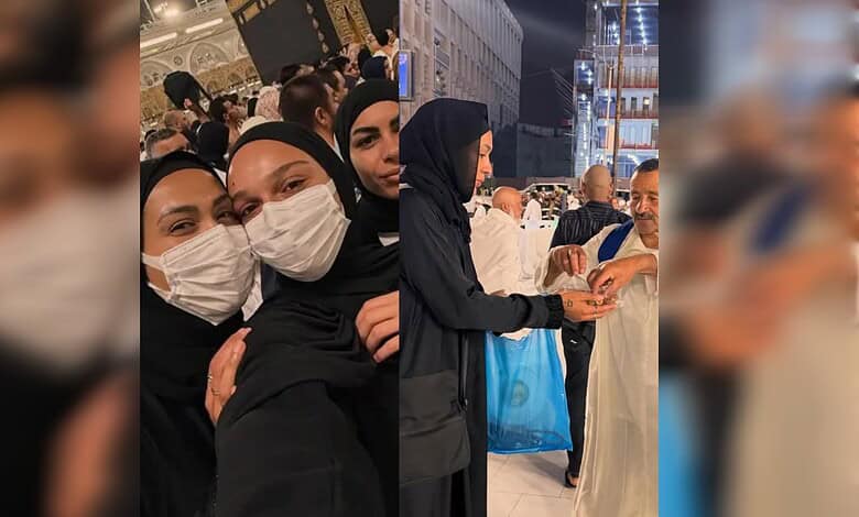 Kathleen Souza with friends at the Grand Mosque in Makkah after performing Umrah.