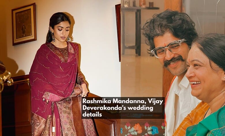 Rashmika Mandanna and Vijay Deverakonda at wedding celebration.