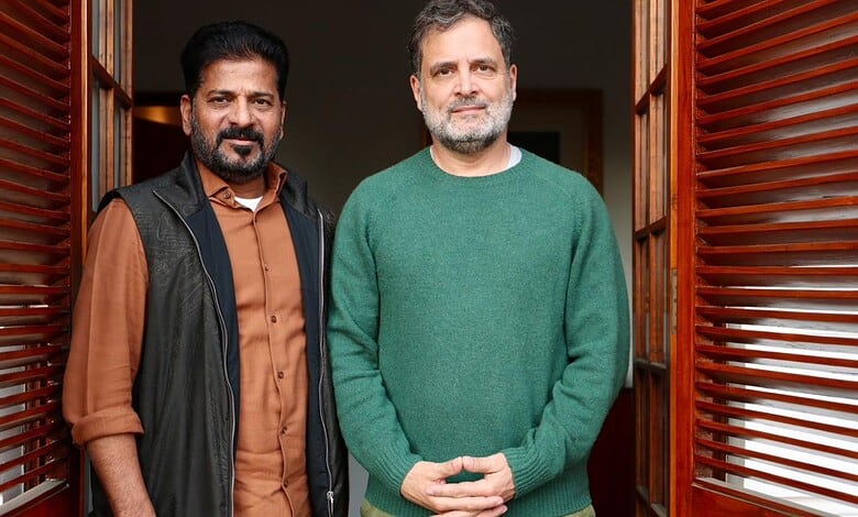 Telangana Chief Minister Revanth Reddy with Congress leader Rahul Gandhi
