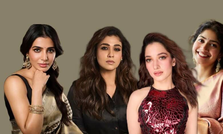 Four South Indian actresses posing for a photo, highlighting wealth and fame in 2026.