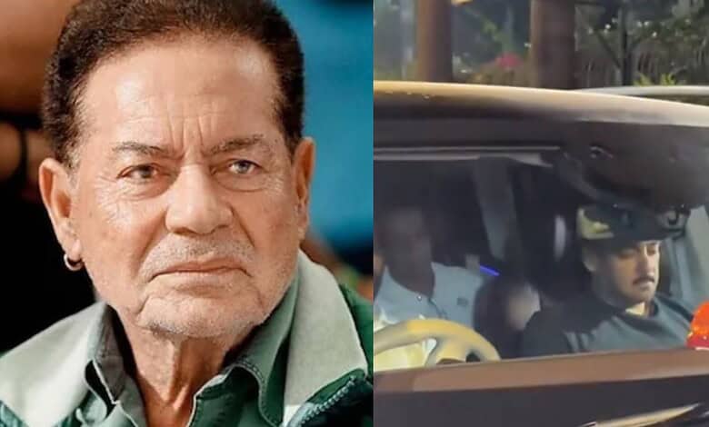 Salim Khan seen outside hospital amid health concerns.