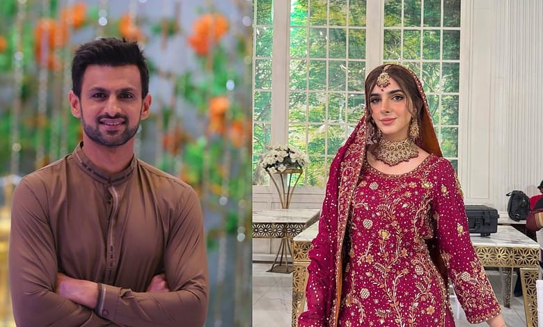 Shoaib Malik and Vaneeza Sattar at a wedding event, sparking marriage rumours.