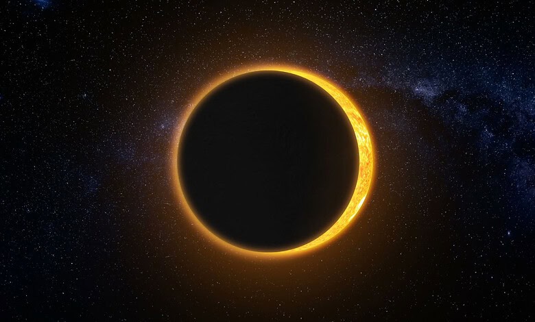 Eclipse of the sun during the annular solar eclipse in Hyderabad.