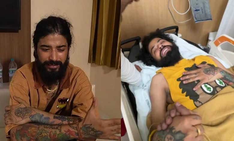 Anurag Dobhal lying in hospital bed, receiving medical care amid health concerns.