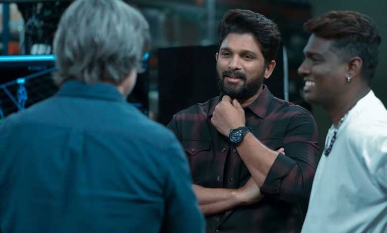 Bollywood superstar discussing the upcoming AA22xA6 film's first look with team members.