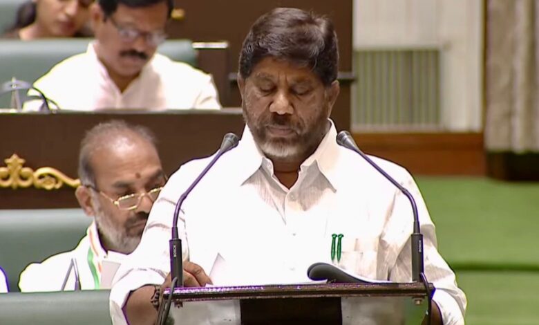 Telangana Dy CM Bhatti Vikramarka presenting state budget 2026-27 in Assembly.