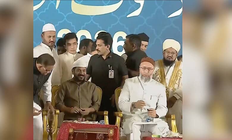 Telangana Chief Minister at a communal harmony event during Dawat-e-Iftar in Hyderabad.