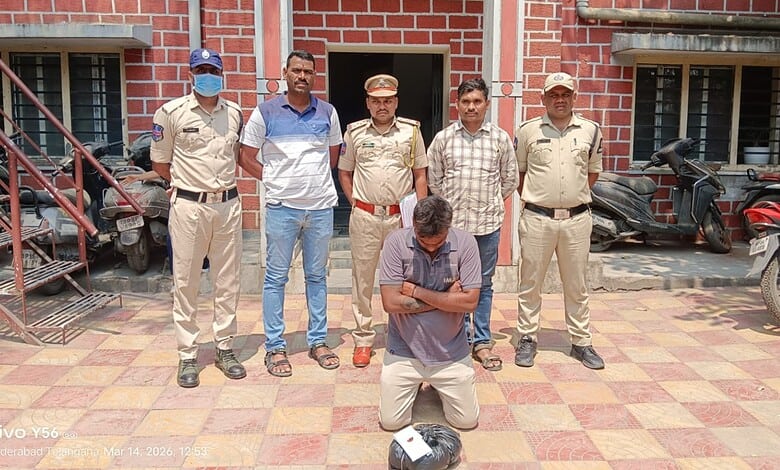 Man detained with 1.35 kg ganja by Hyderabad police in Dhoolpet.
