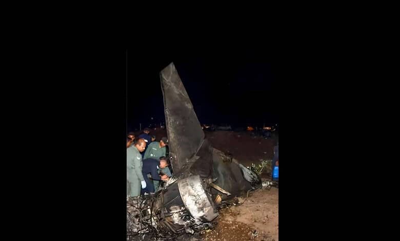 IAF officials at the aircraft crash site in Assam