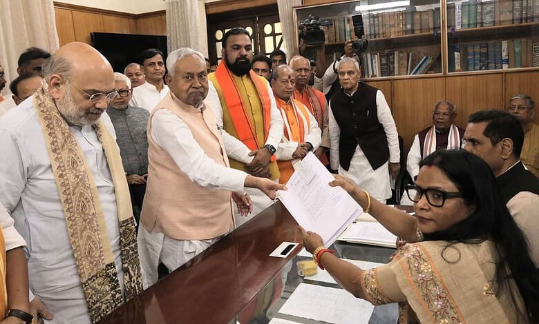 Nitish Kumar, Bihar's longest-serving CM, with party members during a formal event.