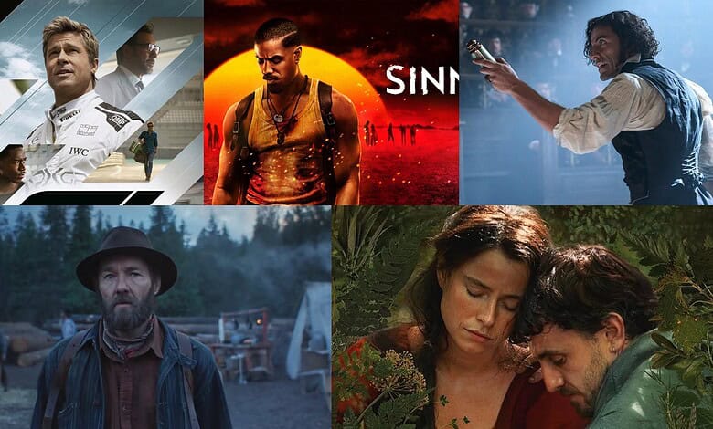 A collage of upcoming Oscar 2026 nominated movies available to watch in India, featuring diverse genres a.