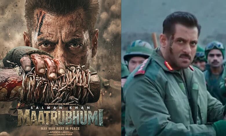 Salman Khan in military uniform during 'Maatrubhumi' tribute event, paying homage to soldiers.