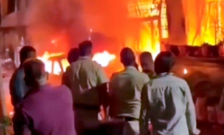 People watch as house burns down in Indore