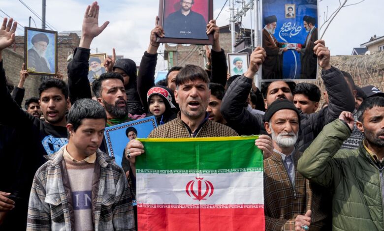 Peaceful protests held in Kashmir after Eid prayers condemning attacks on Iran