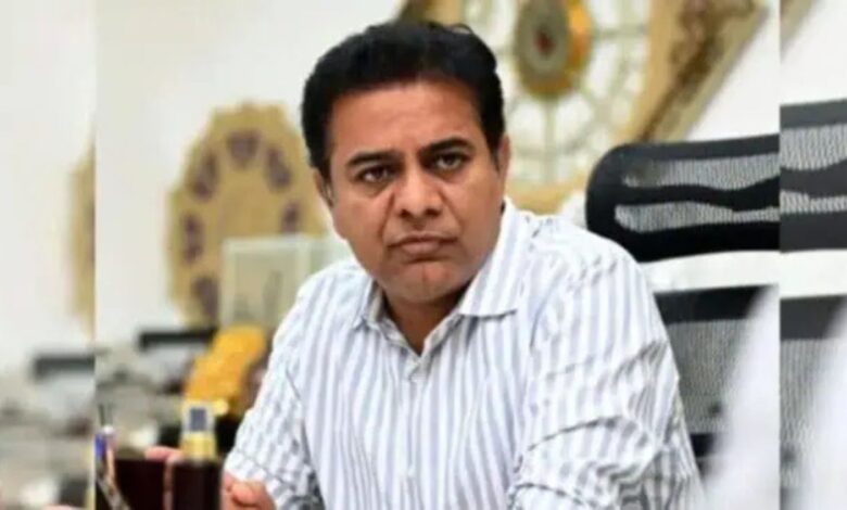 BRS Working President KTR addresses a meeting