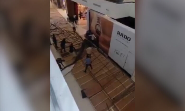 ceiling boards crash in Lake Shore Mall in Kukatpally