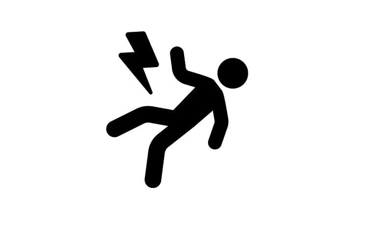 Illustration of a person experiencing an electric shock, symbolizing electrocution accident.