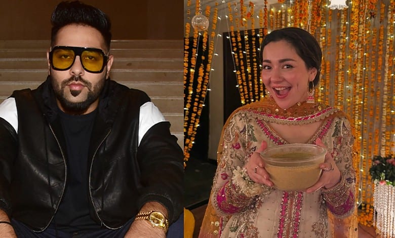 Badshah attending Hania Aamir’s wedding, dressed stylishly with sunglasses and a black jacket.