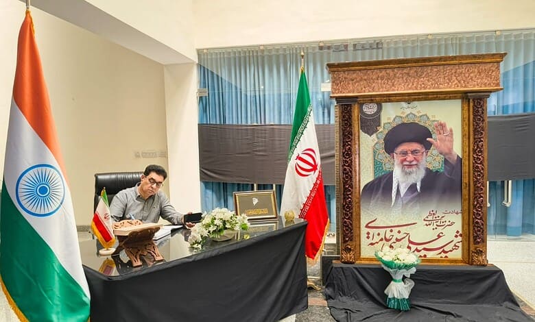 People express their condolences on Ayatollah Ali Khamenei's passing at Iran Consulate in Hyderabad