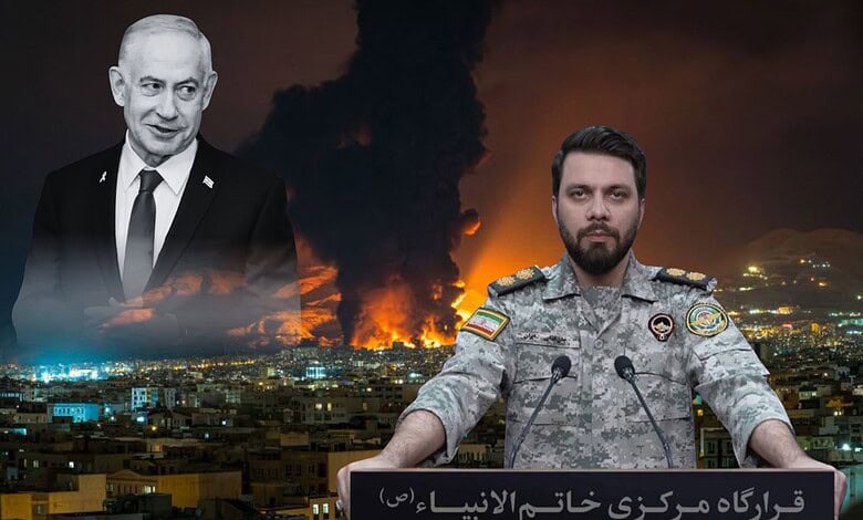Image of a politician and a soldier during a crisis with smoke and cityscape background.