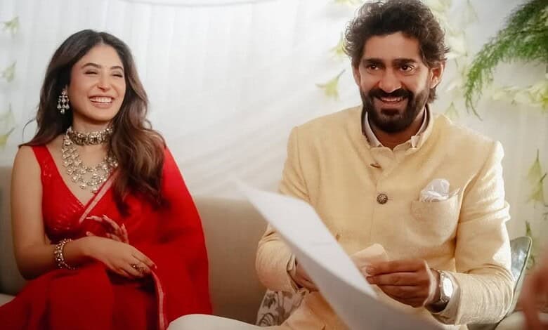 Kritika Kamra and Gaurav Kapur smiling together at a media event.