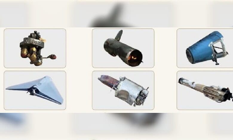 Examples of missile and drone debris shown in a safety advisory issued by Kuwait’s army.