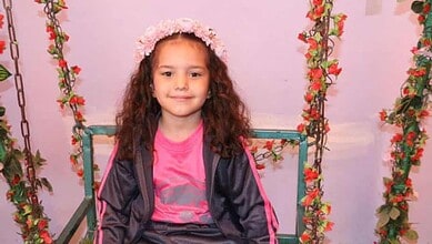 Portrait of Palestinian child Hind Rajab, whose killing in Gaza drew international attention.