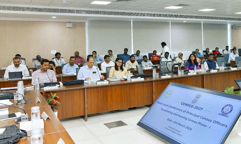 Image of Telangana Chief Secretary during the meeting with collectors on census operations.