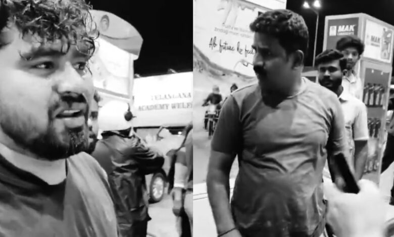 Man with 'POLICE' sticker creates ruckus at Hyderabad petrol pump