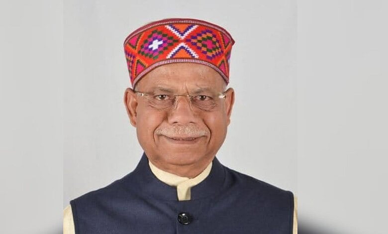 Shiv Pratap Shukla, Indian politician, wearing a colourful traditional cap and formal attire.