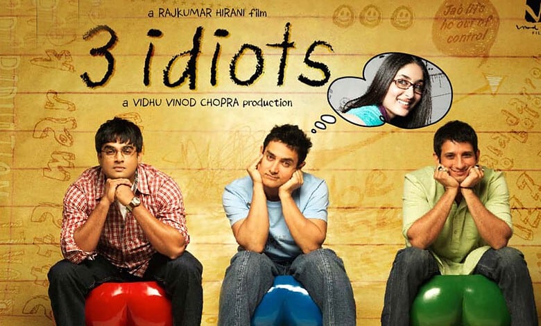 Promotional poster for the upcoming "3 Idiots" sequel featuring three young men sitting with thoughtful e.