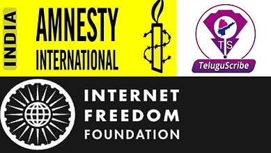 Amnesty India logo with Telangana Scribe image, highlighting free speech and human rights issues.