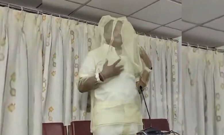 Hyderabad BRS MLA dons mosquito net outfit in protest over worsening civic menace