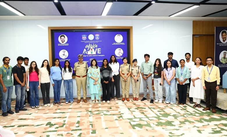Group of young professionals and police officers standing together at a corporate event in a modern confe.